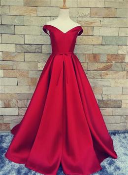 Picture of Pretty Satin Off the Shoulder Long Party Dresses, Junior Formal Dresses